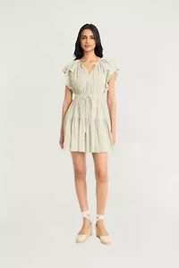 Striped Ruffle Sleeve Mini Dress