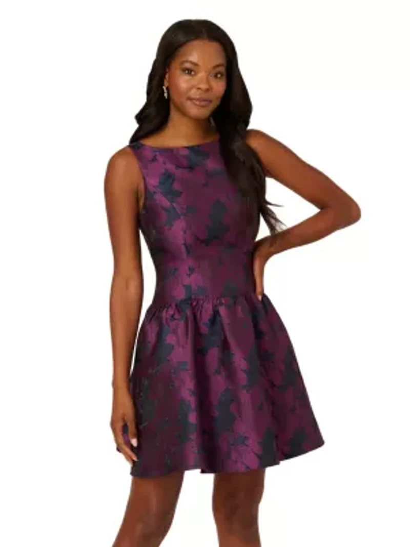 Jacquard Flounce Short Dress