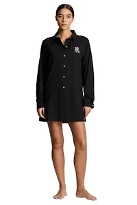Logo Embroidered Shirt Cover Up