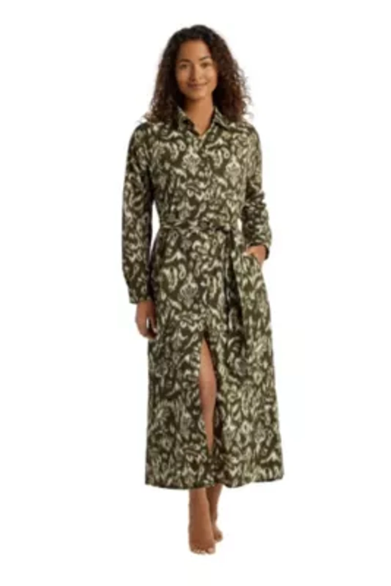 Artisan Warp Floral Midi Shirt Dress Cover Up