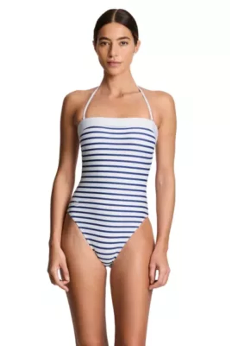 Seaside Stripe Modern Bandeau One Piece