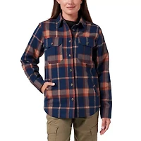 Women's Lucky Brand Workwear Yarn Dyed Plaid Flannel Shirt Jacket with Quilted Lining
