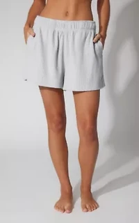 Ribbed Knit Wide Leg Lounge Short