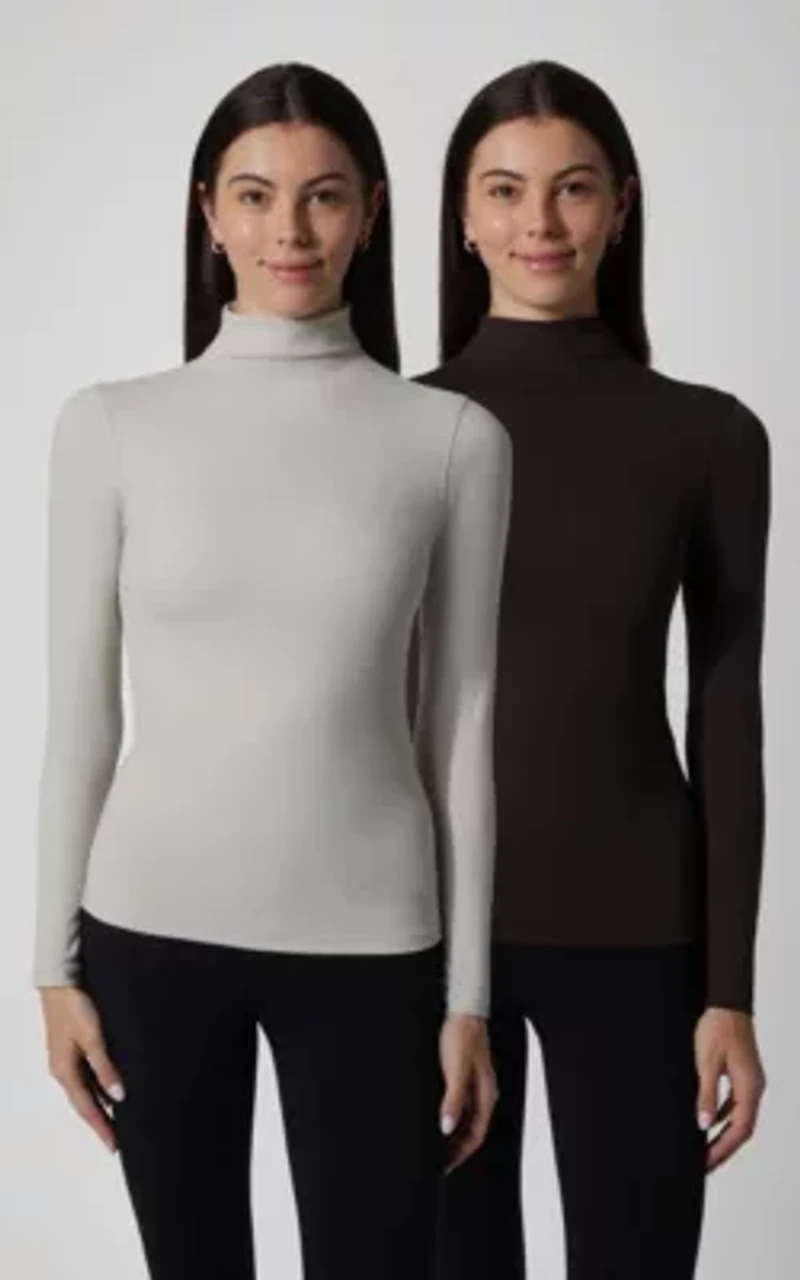 2 Pack Zenly Mock Neck Long Sleeve Top