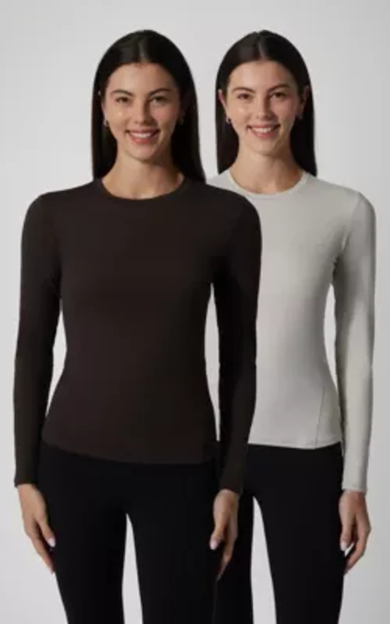 2 Pack Zenly Crew Neck Fitted Long Sleeve Top