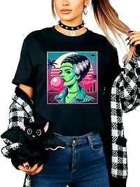 Vaperwave Mrs Frankenstein Classic Retro Horror T-Shirt