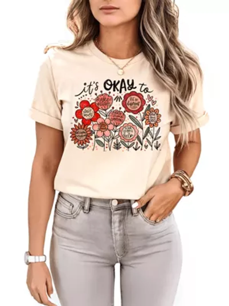 Floral Affirmation T-Shirt, Motivational Tee for Women