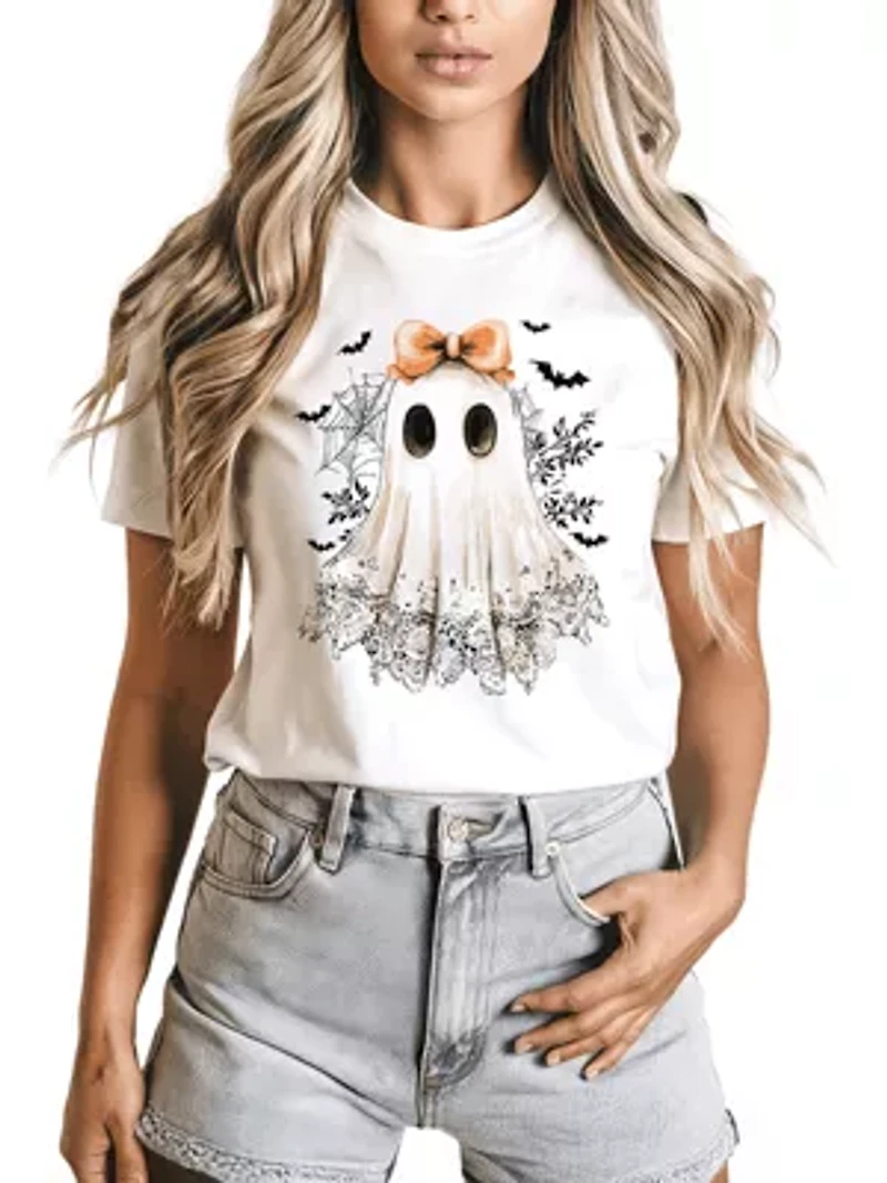 Coquette Ghost T-Shirt, Cute Halloween Tee for Girly Ghouls