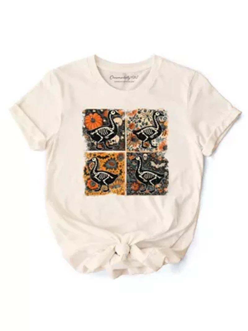 Goose Patchwork Halloween T-Shirt for Spooky Season