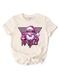 Pink Santa Blowing Bubblegum Retro Christmas Tee