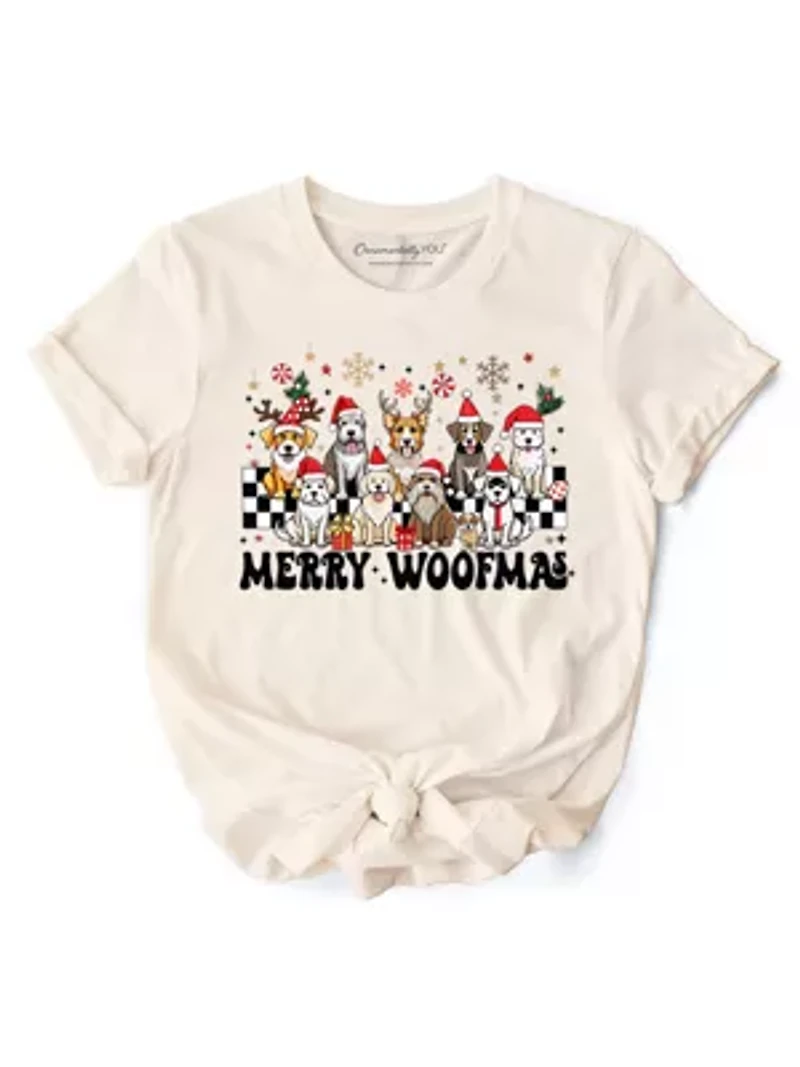 Merry Woofmas Dog Mom Christmas Tee