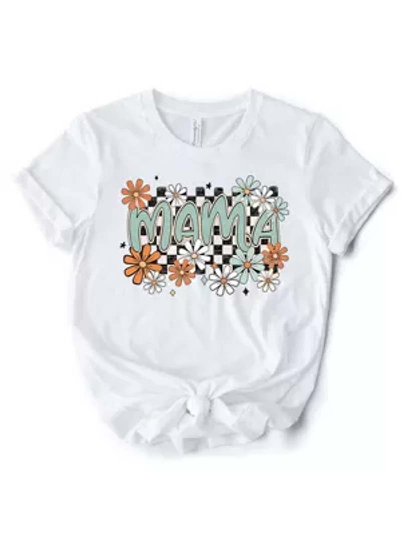 Floral Mama Checkered T-Shirt for Stylish Mothers