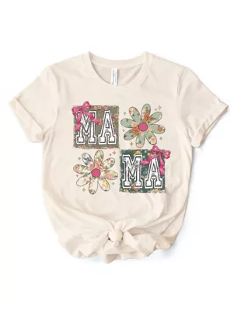 Floral Mama Coquette Boho Tee for Sweet and Stylish Moms