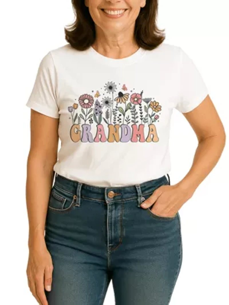 Retro Flowers Grandma T-Shirt for Mothers Day