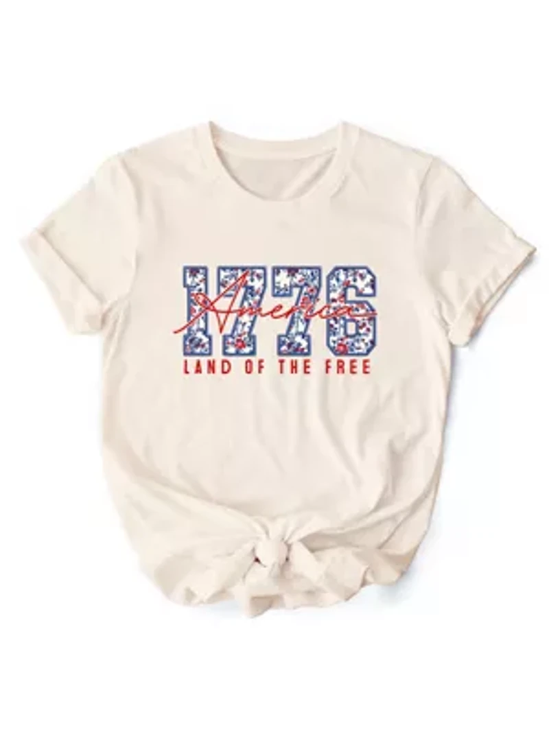 Retro America 1776 Floral Patriotic Tee