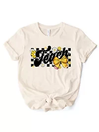 Teach Checkered Coquette Bow T-Shirt for Teachers