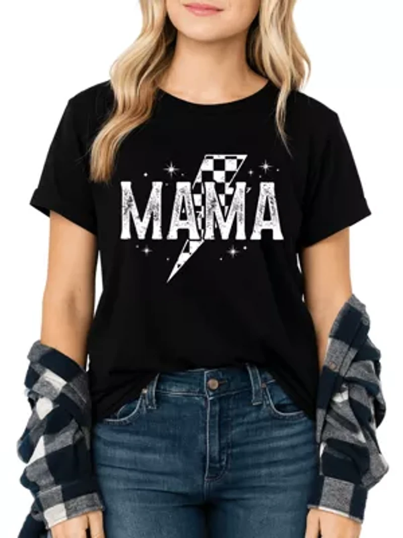 Checkered Lightning Bolt Mama Tee