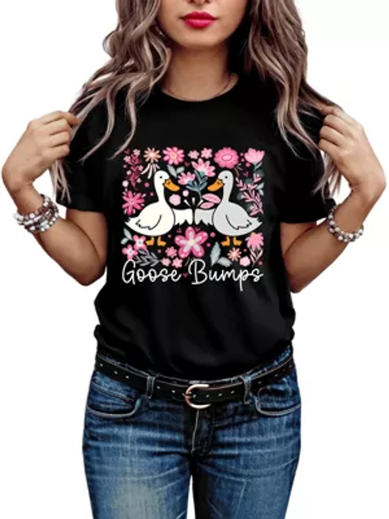 Funny Goose Bumps Floral T-Shirt