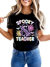 Spooky Teacher Neon Ghost T-Shirt