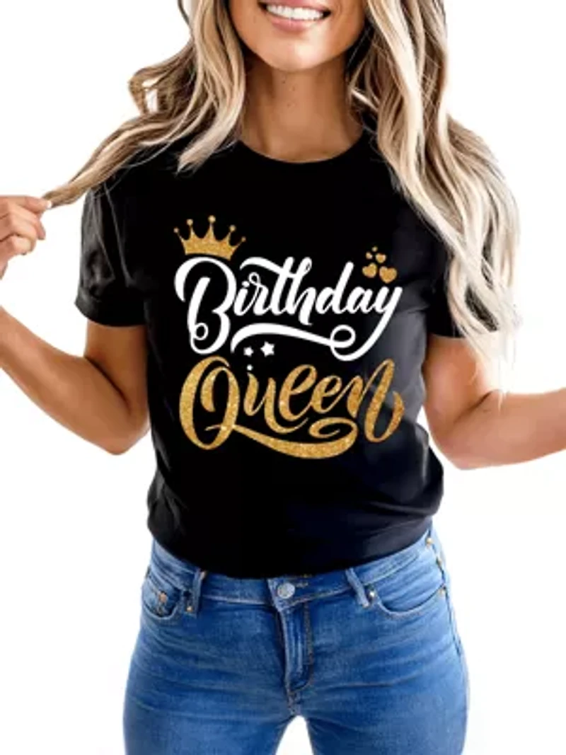 Birthday Queen Glam Party Tee for Stylish Women