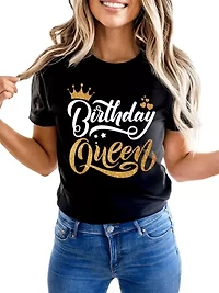 Birthday Queen Glam Party Tee for Stylish Women