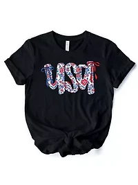 Floral USA Patriotic T-Shirt for Stylish Women