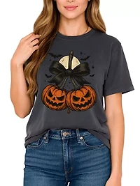 Pumpkin Cherries Coquette Bow T-Shirt