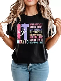 It's Okay Mental Health T-Shirt with Positive Affirmations