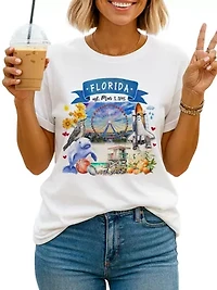 Florida State Themes and Landmarks Tee for History Travel Lovers
