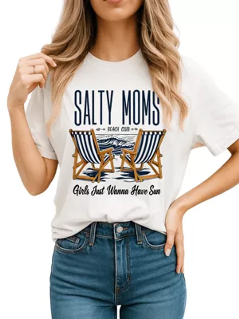 Salty Moms Beach Club T-Shirt for Cool Summer Mothers