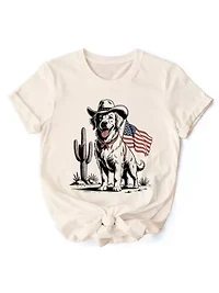 American Cowboy Dog Western 4th of July Tee