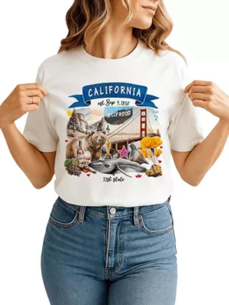 California State Themes and Landmarks Tee for History Travel Lovers