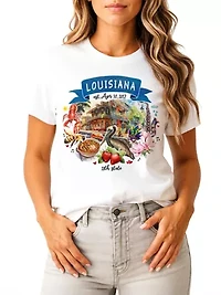 Louisiana State Themes and Landmarks Tee for History Travel Lovers