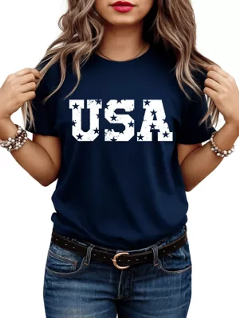 USA Block Letters Tee for Independence Day