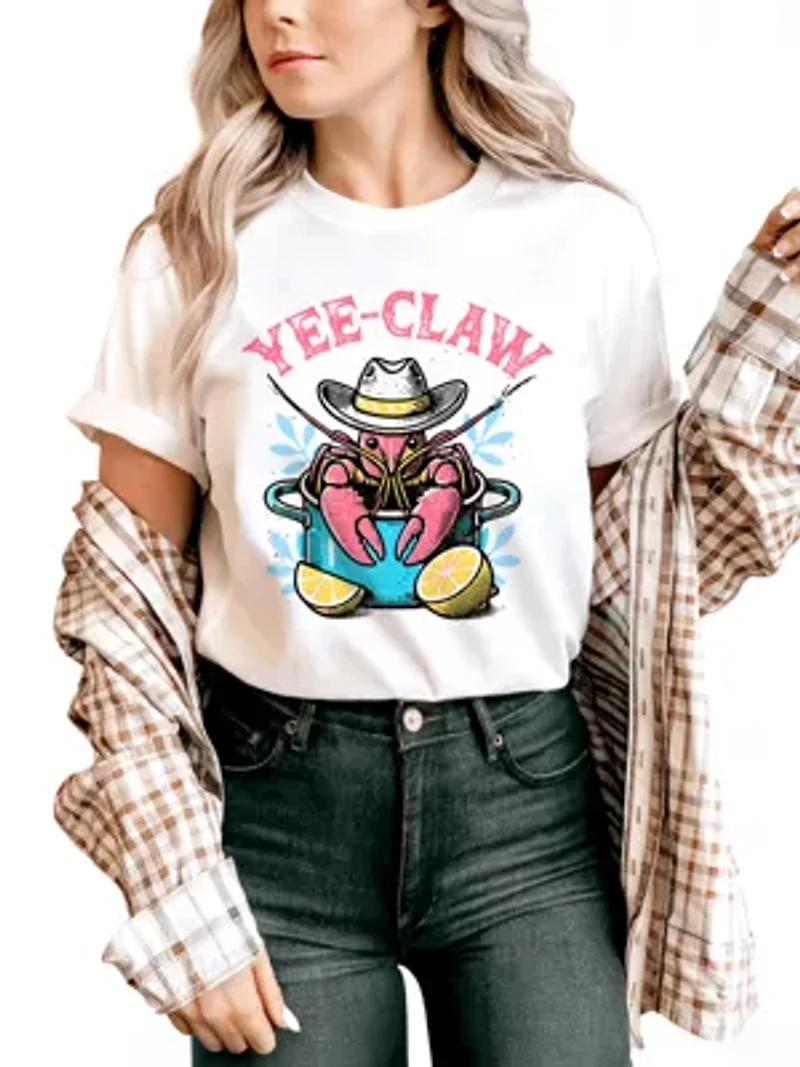 Crawfish Yee-Claw Western Cowboy Tee