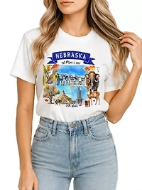 Nebraska State Themes and Landmarks Tee for History Travel Lovers