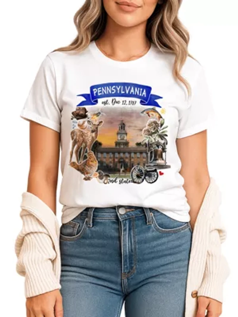 Pennsylvania State Themes and Landmarks Tee for History Travel Lovers