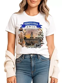 Pennsylvania State Themes and Landmarks Tee for History Travel Lovers