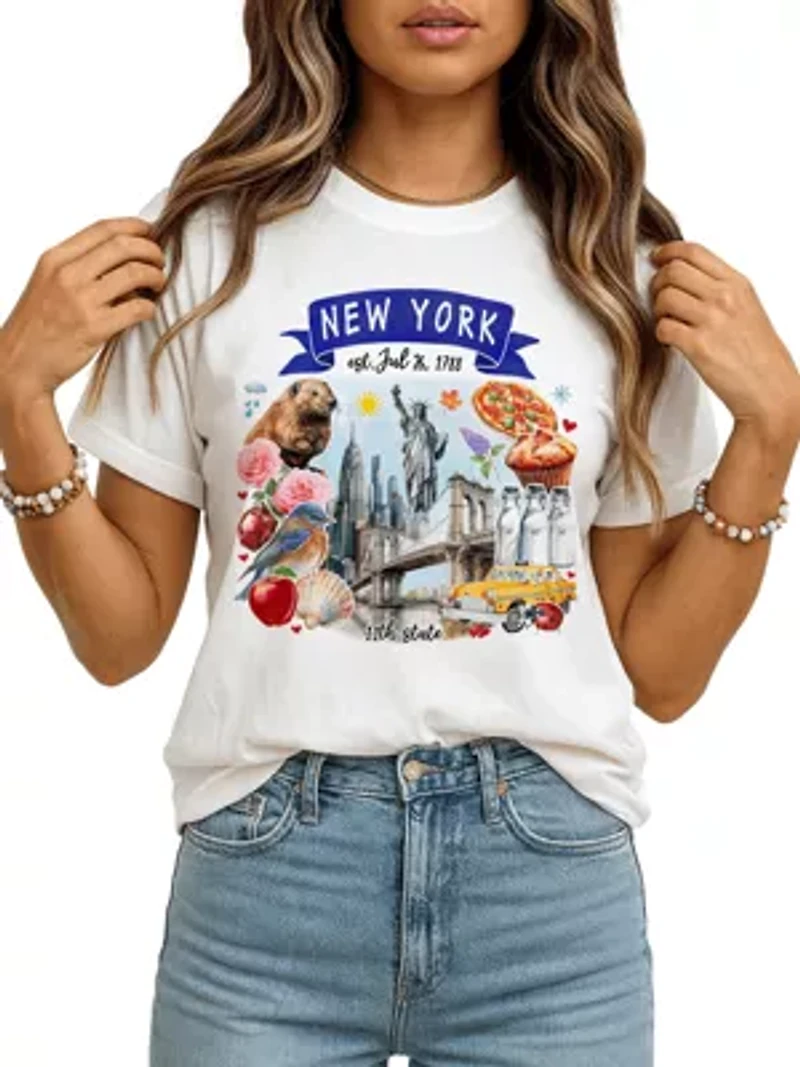New York State Themes and Landmarks Tee for History Travel Lovers