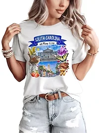 South Carolina State Themes and Landmarks Tee for History Travel Lovers
