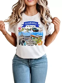 Alabama State Themes and Landmarks Tee for History Travel Lovers
