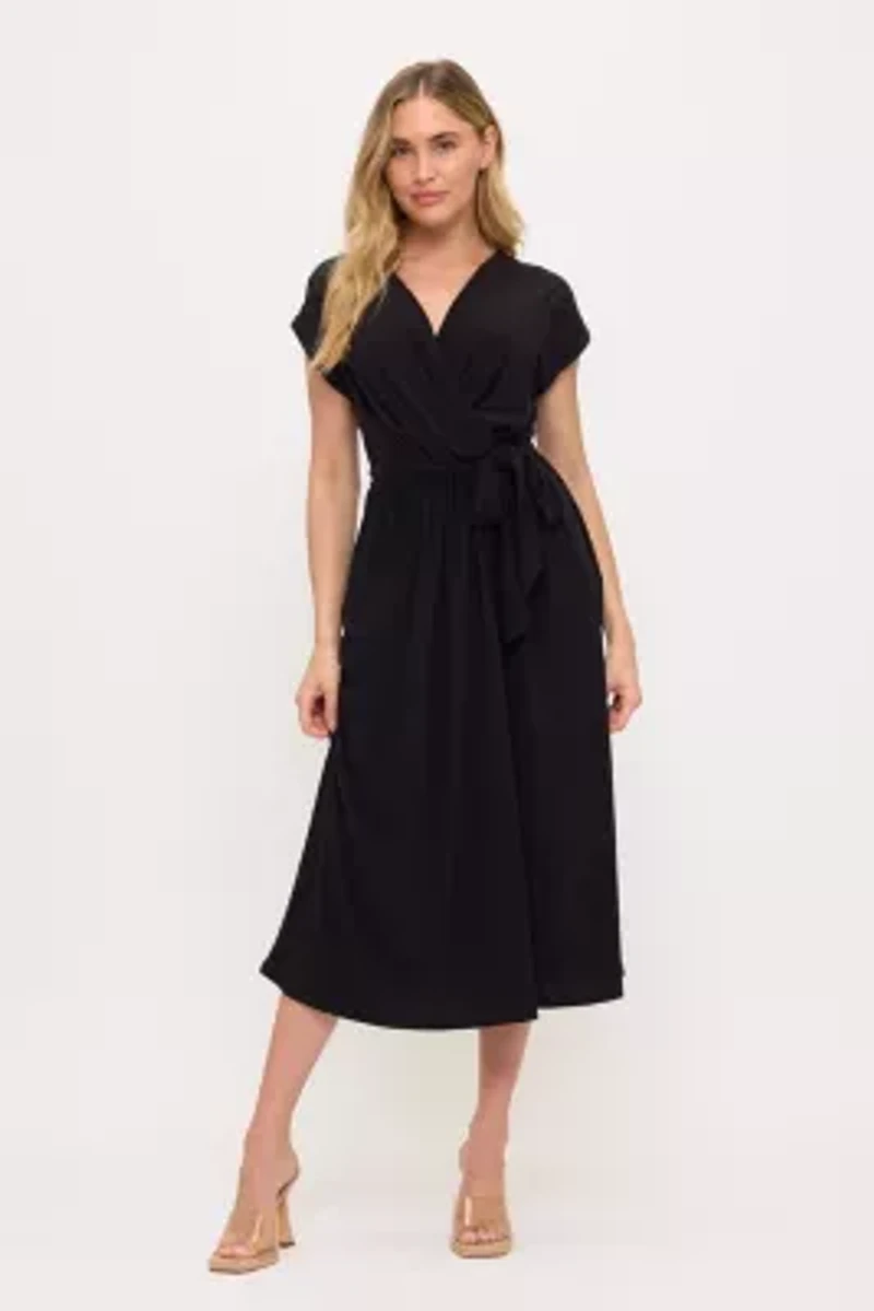 Surplice Tie-Waist Midi Dress
