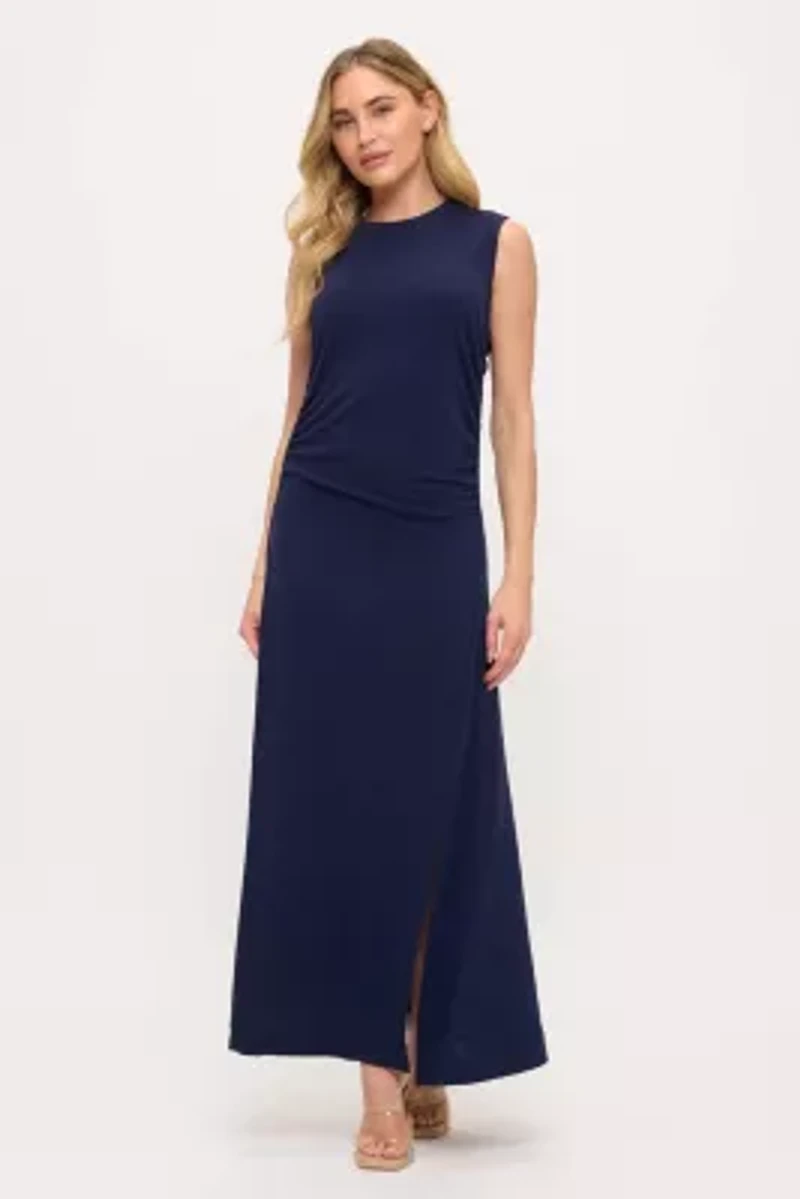 Sleeveless Side-Ruched Maxi Dress