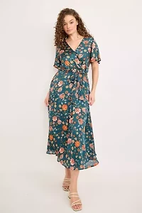 Surplice Tie-Waist Midi Dress