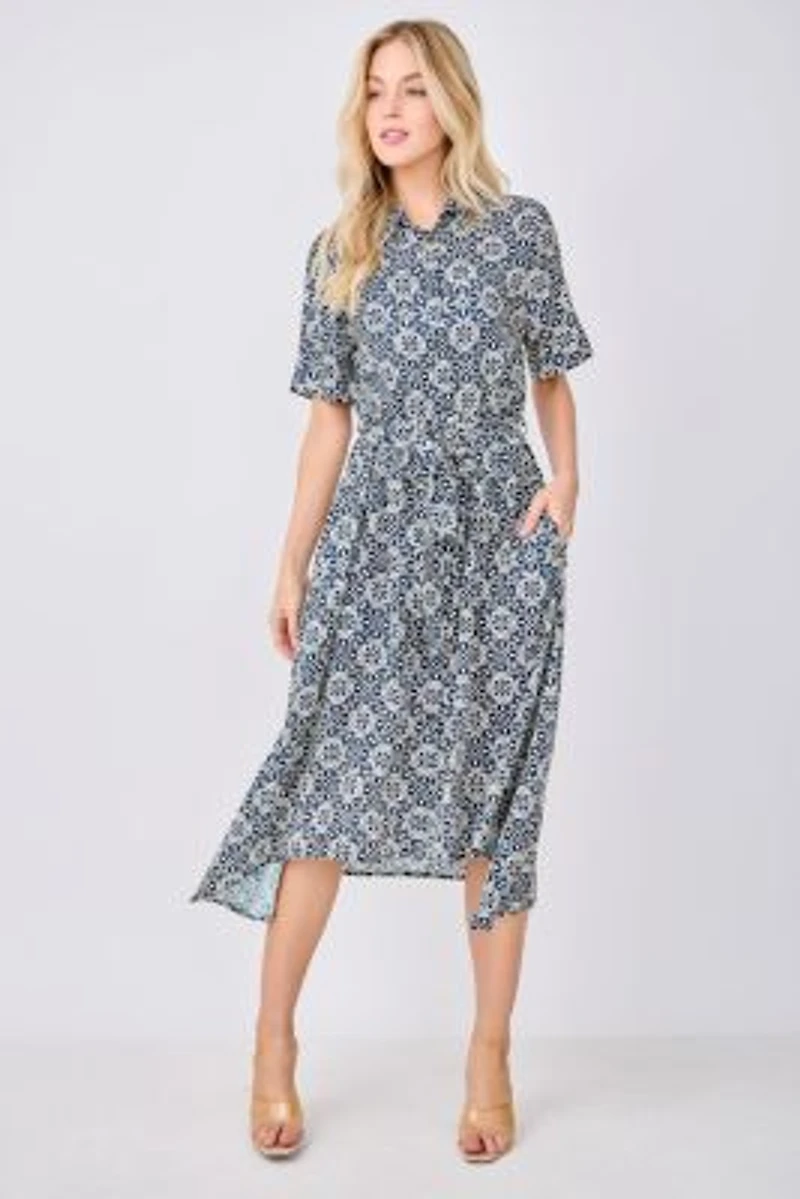 Button-Front Shirt Midi Dress