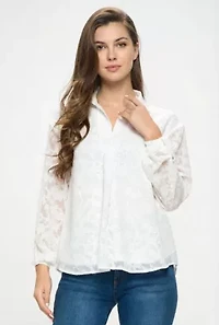 Roll-Tab Lace Blouse