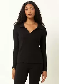 Classic Ribbed V-Neck Sweater with Collar