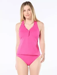 Beach House Swim Nina Ruffled Trim Textured Tankini Top