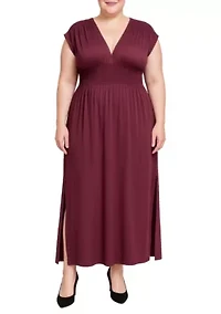 V-Neck Side Slit Maxi Dress