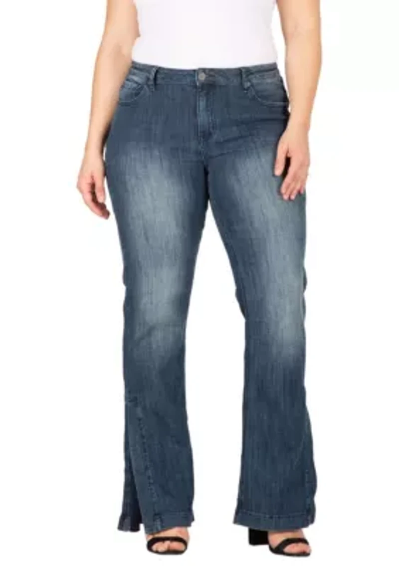 Plus Stretch High-Waist Slit Hem Jeans